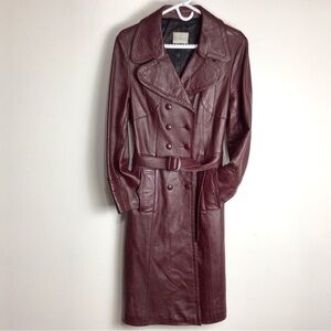 Vintage Woodwards Oxblood Leather Trench Coat